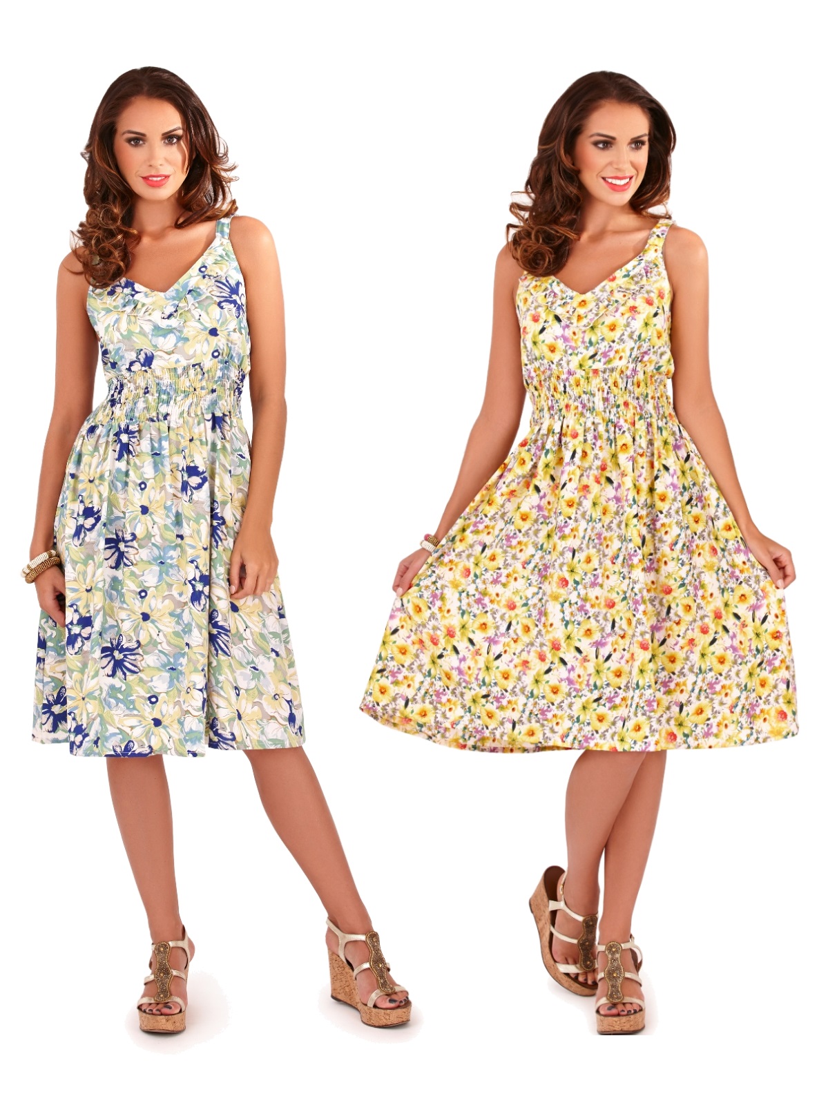 Womens Dress V Neck Floral Summer Dress Mid Length Ladies Sundress Size UK 816 eBay